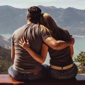 couple looking at mountain