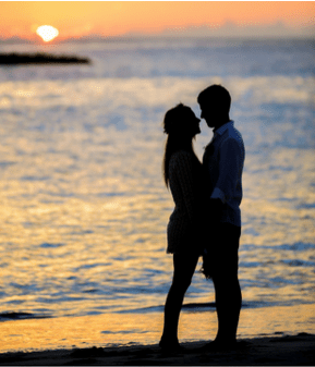 Romantic couple on the beach