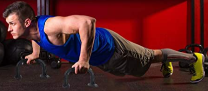 man using push-up bars